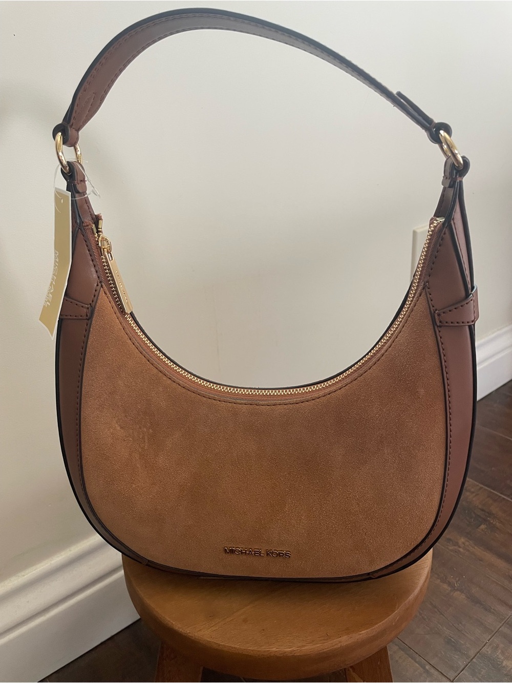 Michael Kors Two-Tone Brown Suede & Leather Shoulder Hobo